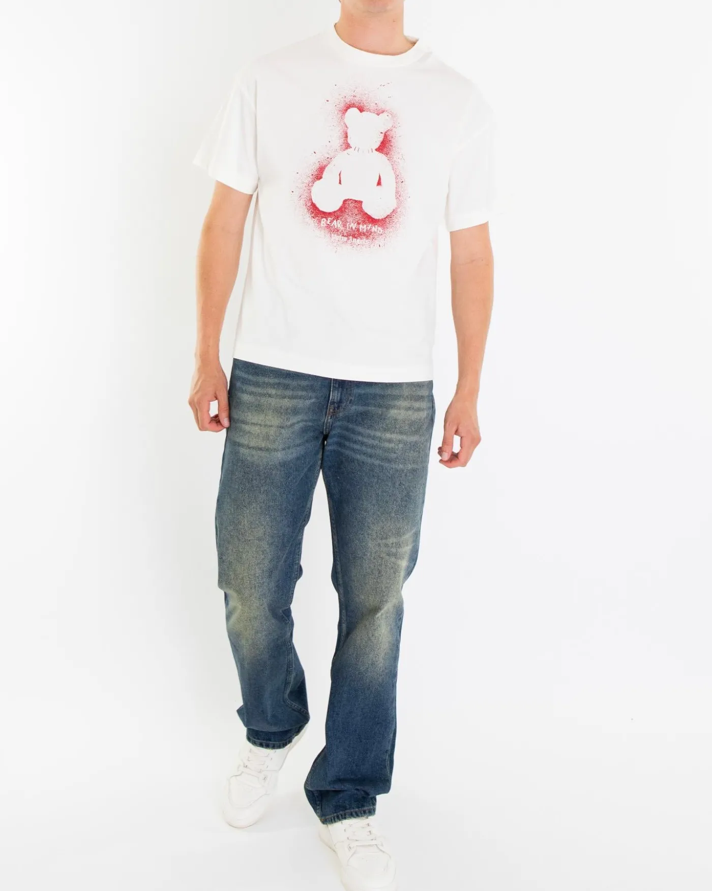 Heren Spray Bear T-Shirt Wit