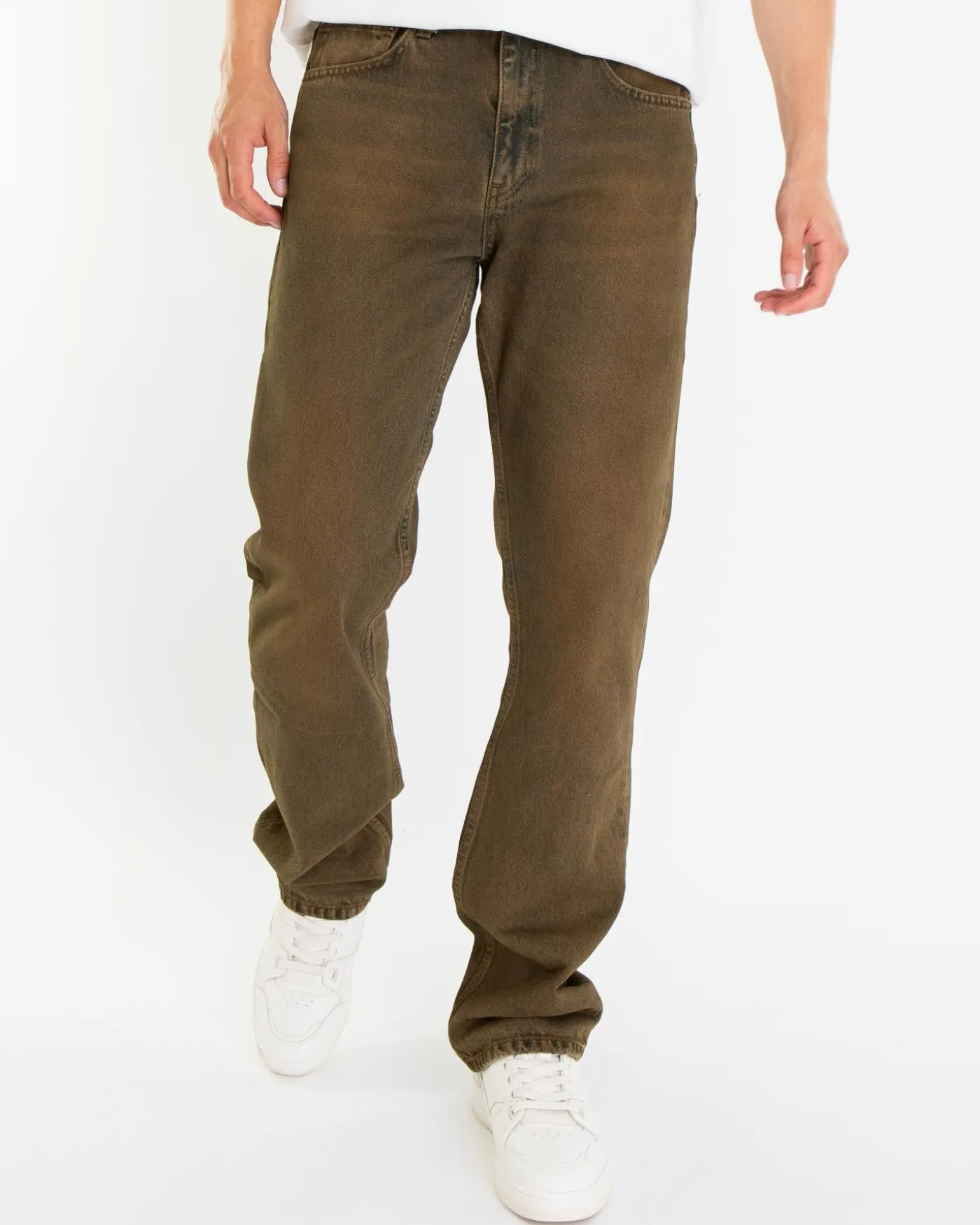 Heren Straight Jeans Beige