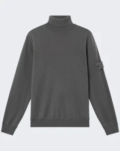 Heren T-Neck Logopatch Sweater Grijs