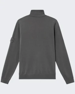 Heren T-Neck Logopatch Sweater Grijs