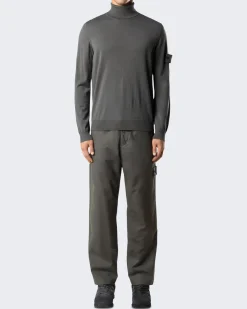 Heren T-Neck Logopatch Sweater Grijs