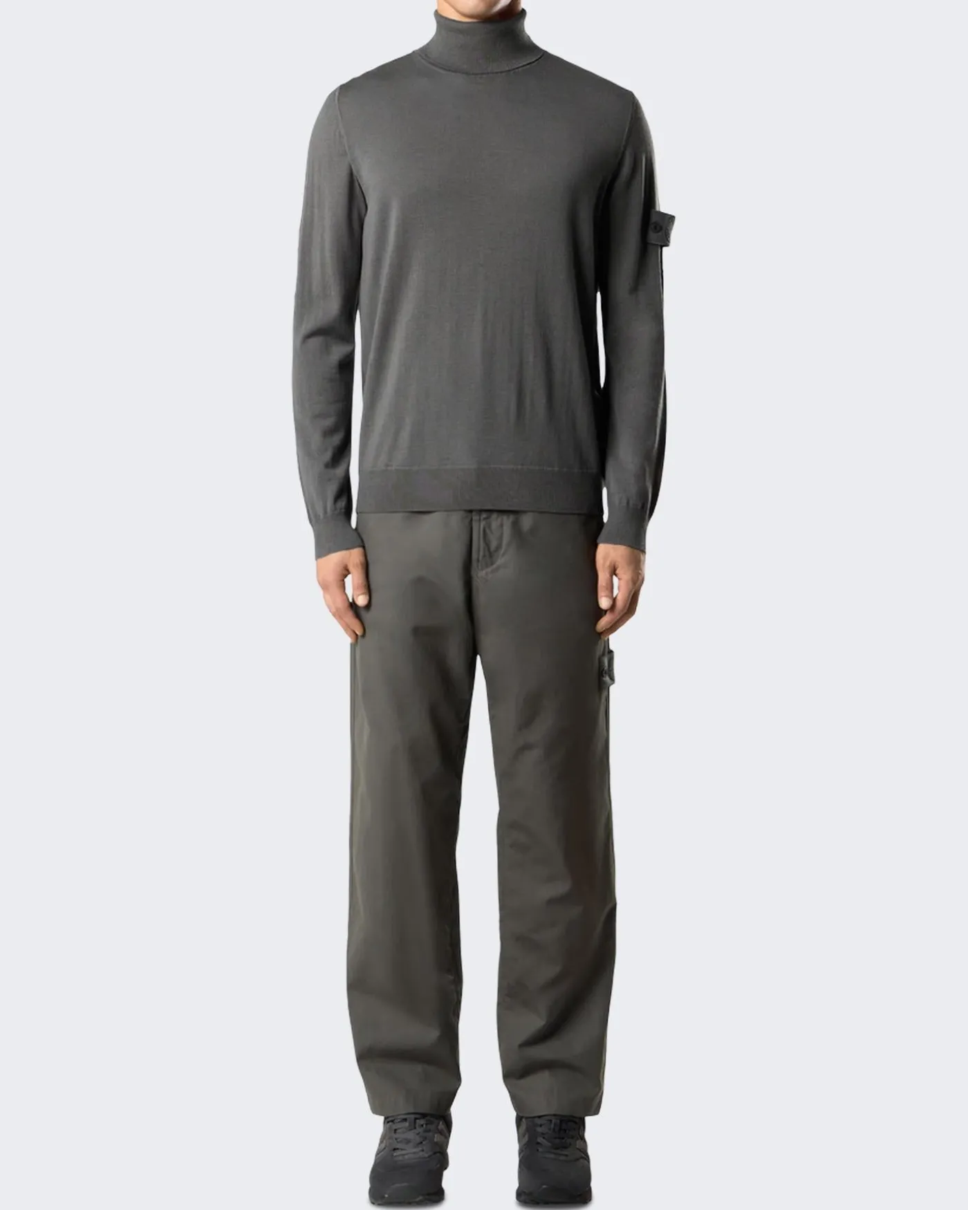 Heren T-Neck Logopatch Sweater Grijs