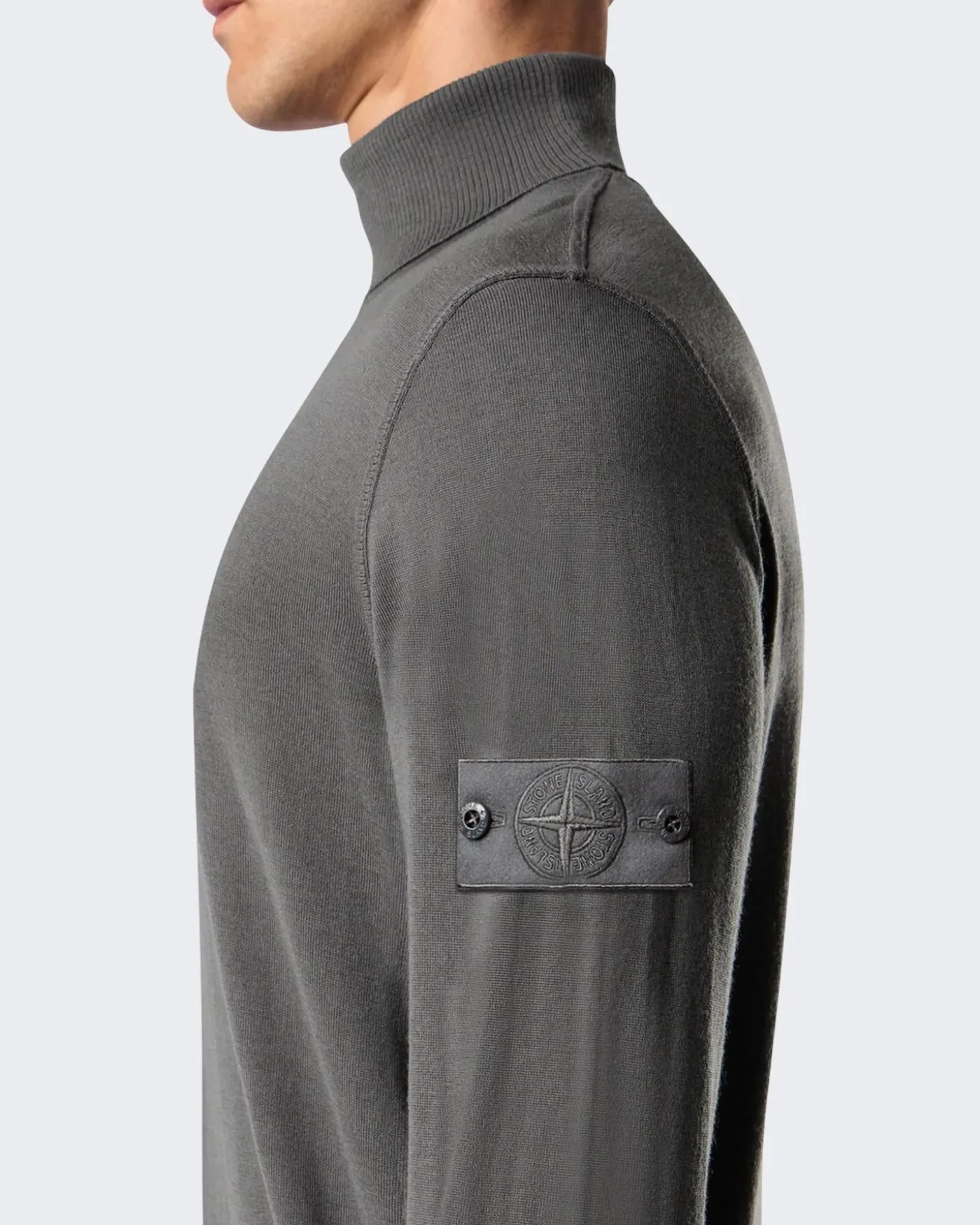 Heren T-Neck Logopatch Sweater Grijs