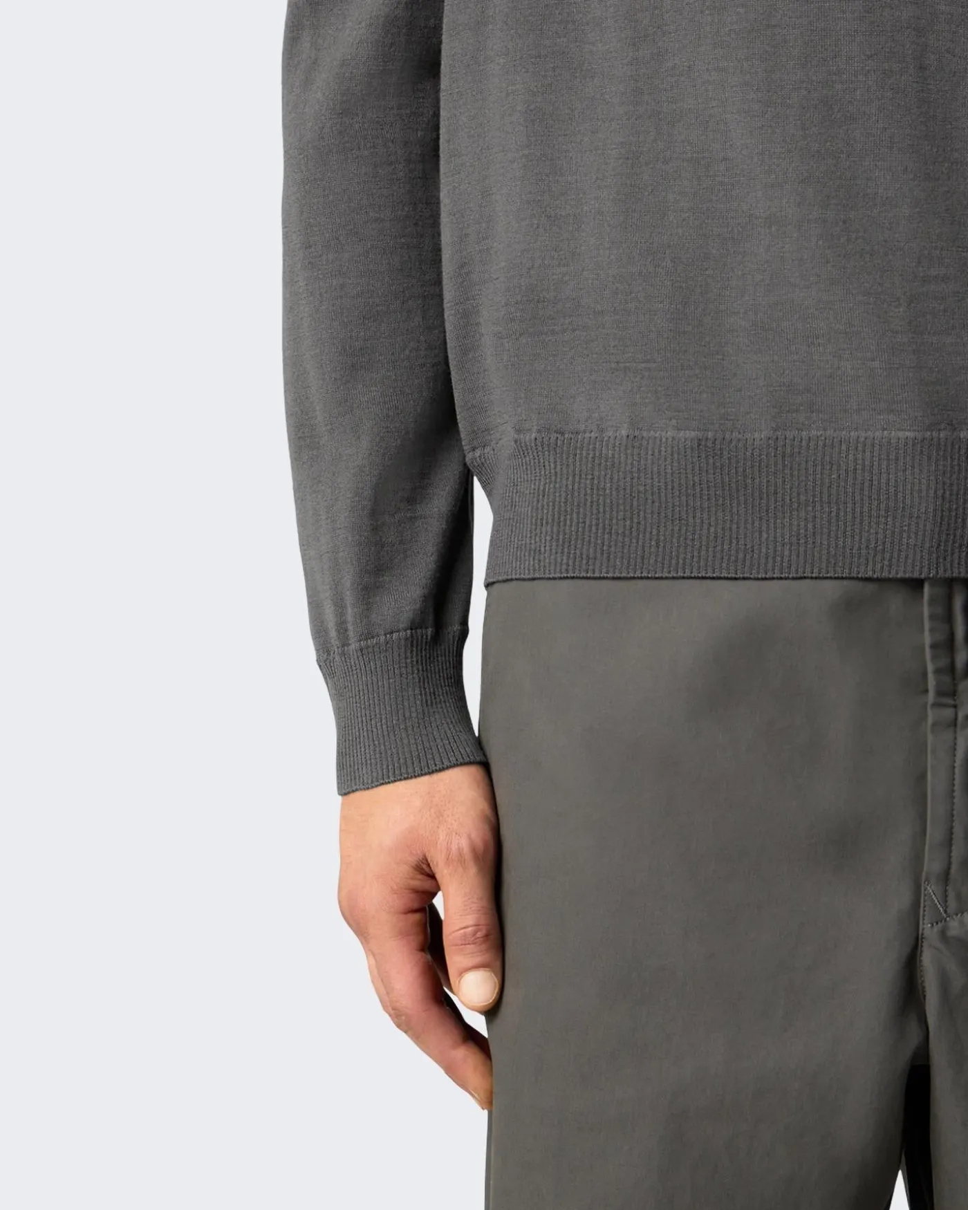 Heren T-Neck Logopatch Sweater Grijs