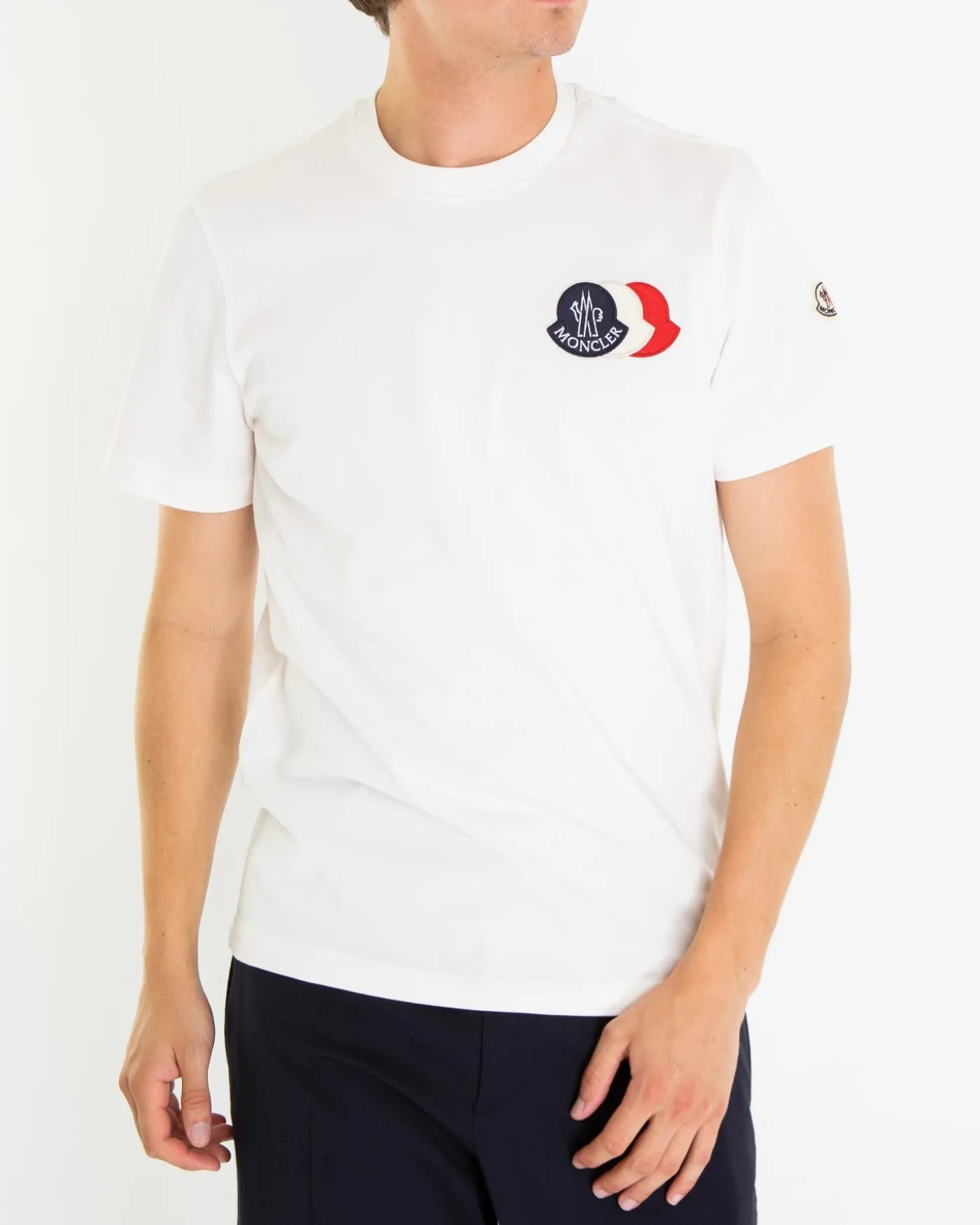 Heren Tricolor Logo T-Shirt Wit