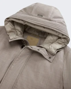Heren Wool Silk Short Parka Beige