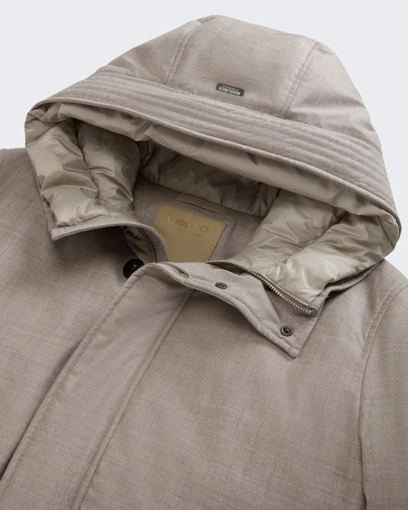 Heren Wool Silk Short Parka Beige