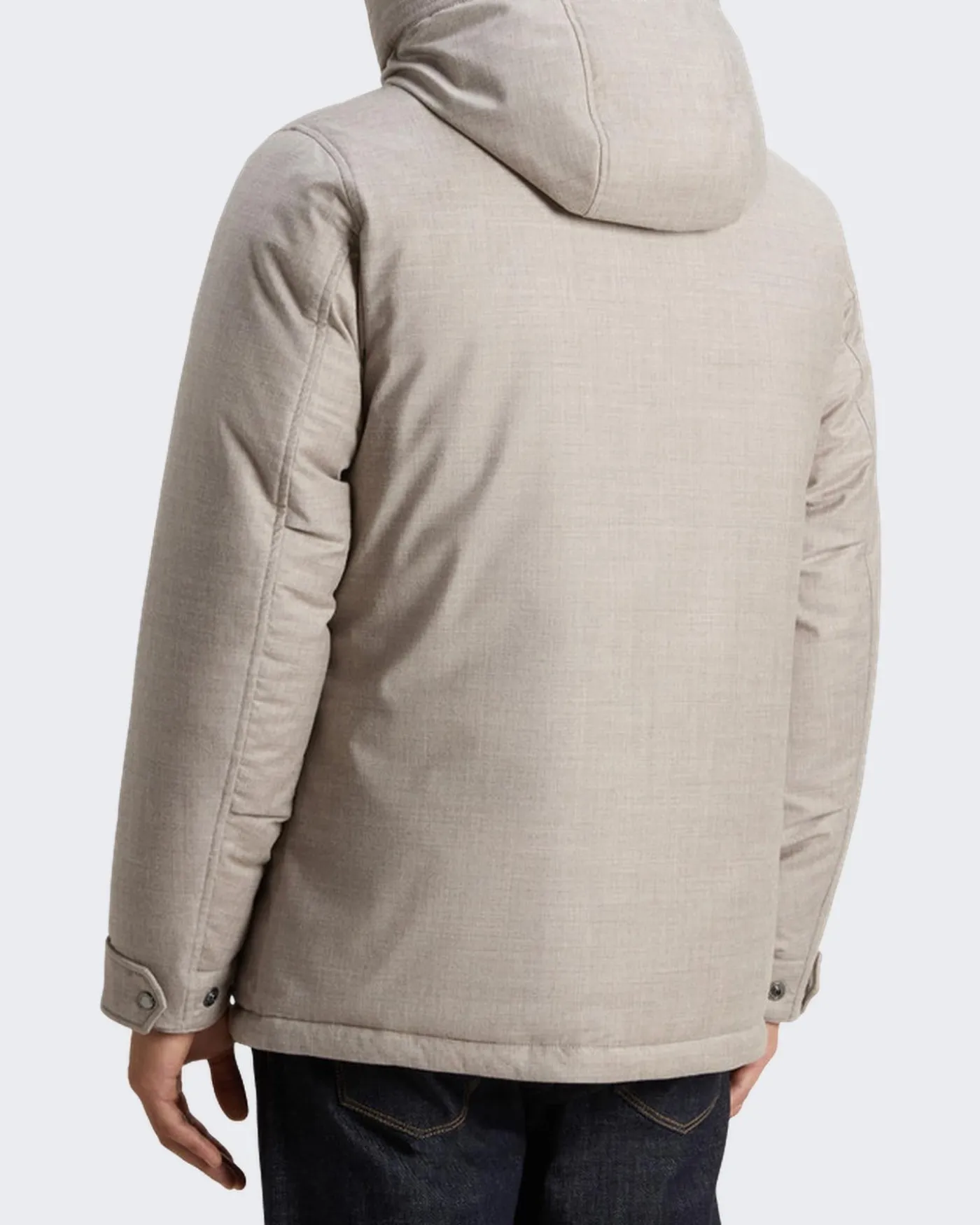 Heren Wool Silk Short Parka Beige